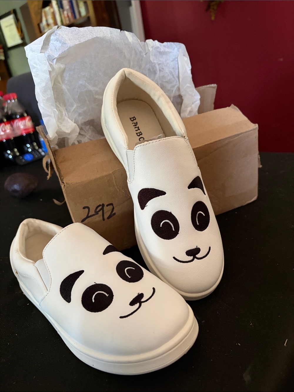 Bamboo women White Panda Slip-On Shoes size 6